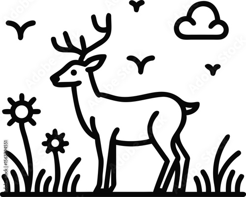Elegant Spotted Deer Roams Freely in Serene Forest Landscape