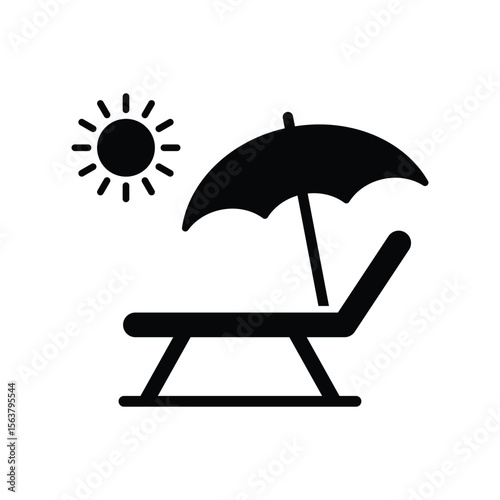 Beach chair vector icon and symbol design on a white background