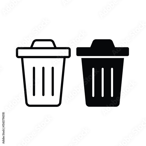 Delete icon vector design. Trash can symbol and glyph design on a white background