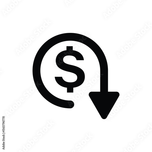 Dollar down vector illustration on white background