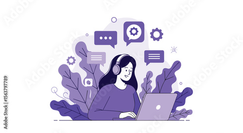Customer Support Representative Actively Engaged in Online Communication and Problem Solving for User Assistance