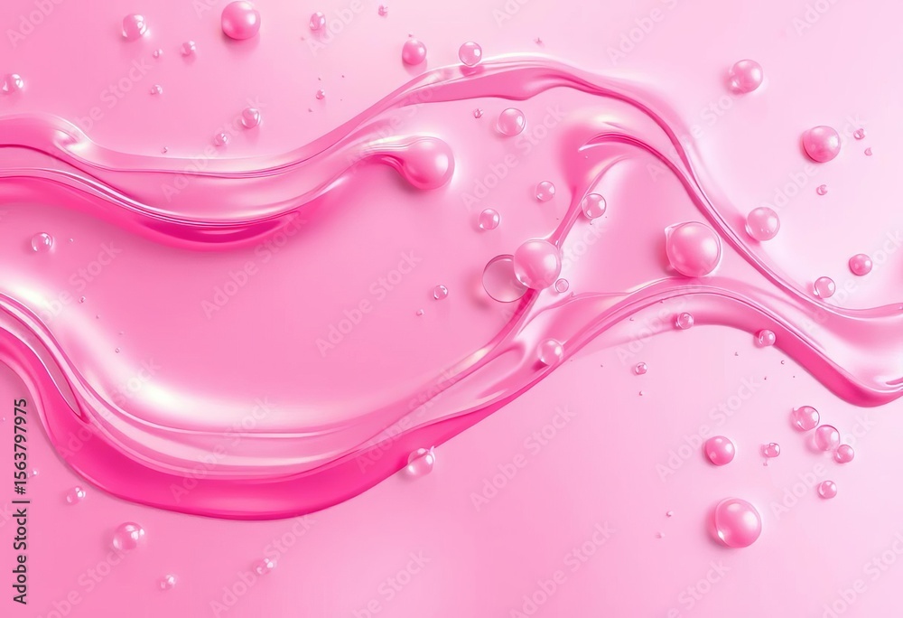 Fototapeta premium Abstract pink gold liquid drop, swirling bubbles, elegant, serene , serene, shimmer