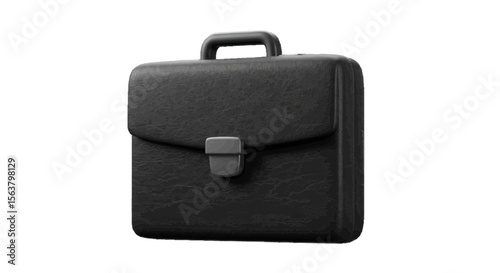 3d black leather briefcase