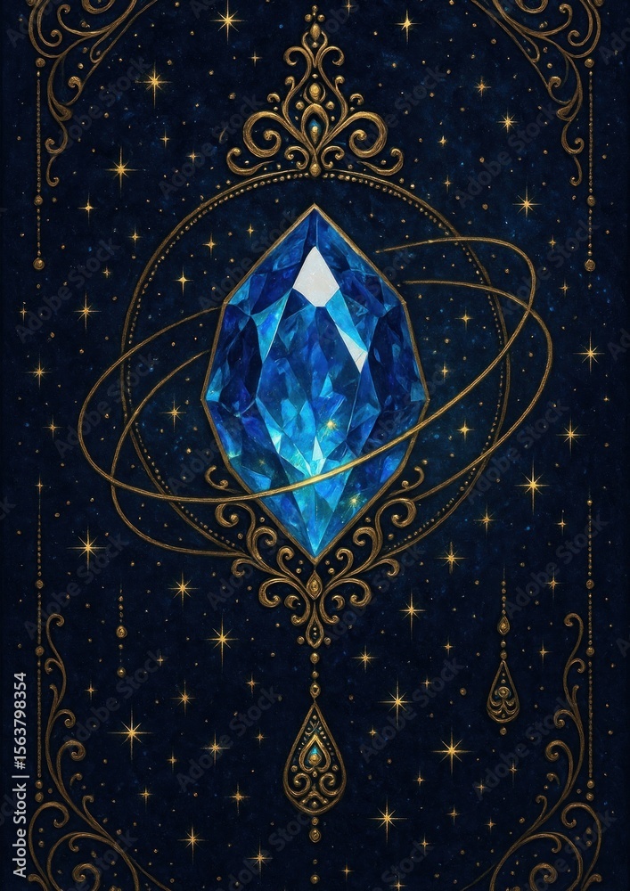 Fototapeta premium Intricate cosmic gemstone illustration.