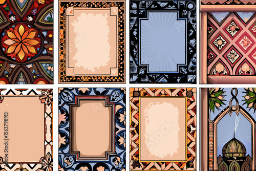 set of frames with floral ornament