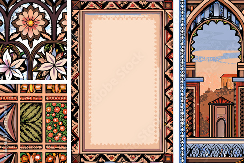 set of frames with floral ornament