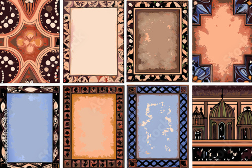 set of frames with floral ornament