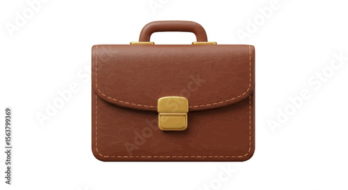 3d brown leather briefcase isolated on white