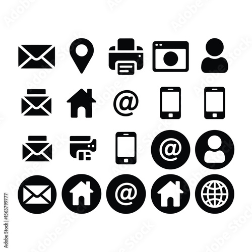  Communication & Media Line Icons – Minimalist Black and White Grid Set




















