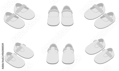 simple children shoes set vector illustration isolated on white background.