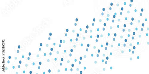 Abstract geometric blue background frame. Vector texture of chaotic hexagons, particles, fragments