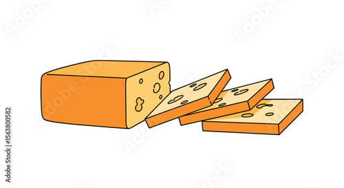 Delicious Cheese Slices Ready for Enjoyment Freshly Cut from a Golden Block
