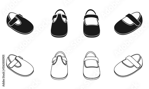 children shoes icon set vector illustration isolated on white background.