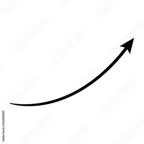 Arrow up icons. Set of curve rise increase arrows. Growth pictogram isolated. Vector illustration.