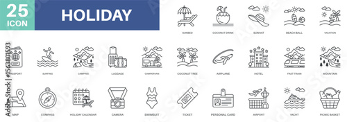 holiday pack outline concept design icons set collections, simple style design inspiration for any interface and purpose suitable for symbols and more