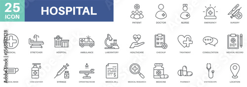 hospital pack concept design icons set collections, simple  style design inspiration for any interface and purpose suitable for symbols and more