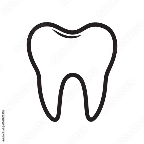 Simple black and white line art illustration of a human tooth, medical or dental icon concept.