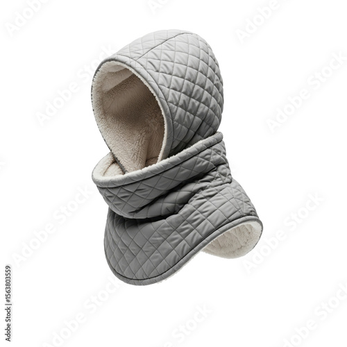 Quilted hoodie cowl with fur lining
