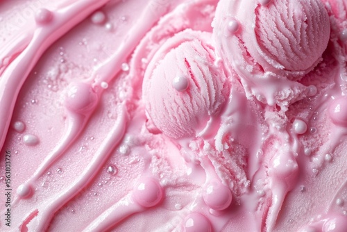 Wallpaper Mural Pink ice cream with swirls and decorative droplets creates a sweet, inviting texture Torontodigital.ca