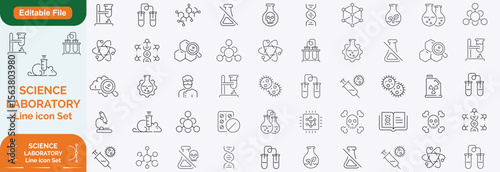 Laboratory and Science Big icon set with scientific lab, chemist, biologist, psychologist, microscope, innovation and technology research.
