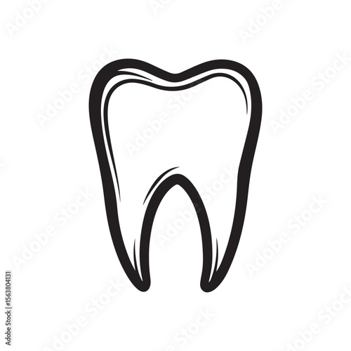 Simple black and white vector illustration of a human tooth, perfect for dental and healthcare design.