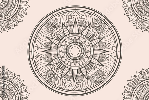 Detailed Mandala Art-Intricate Circle Design-Elegant Black and White Pattern-Meditative Coloring Page-Relaxing Floral Illustration-Therapeutic Art Therapy
