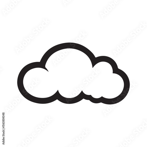 Simple black outline cloud vector illustration on a clean white background, a common graphic design element.