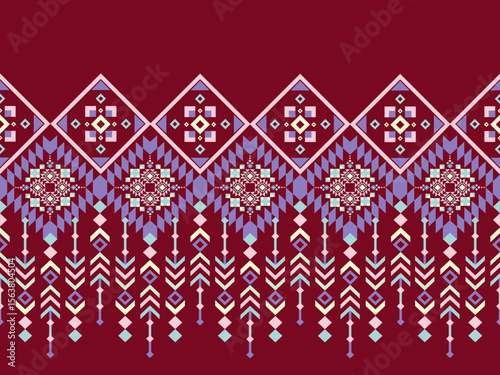 Geometric Ethnic pattern,
Native American tribal fabric, tile, carpet, vector,
illustration design, on background, Pattern fabric pixel, design for background, clothing, decorative, drapery, cloth