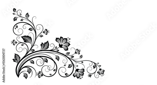 Elegant Floral Swirls and Blossoms Creating a Beautiful Decorative Flourish for Design Projects