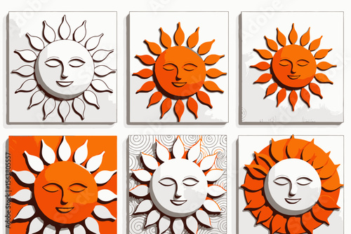 Smiling Sun Art Prints - Modern Wall Decor with Cheerful Sun Faces - Unique Home Accent with Artistic Sun Illustrations - Perfect Gift for Sun Lovers