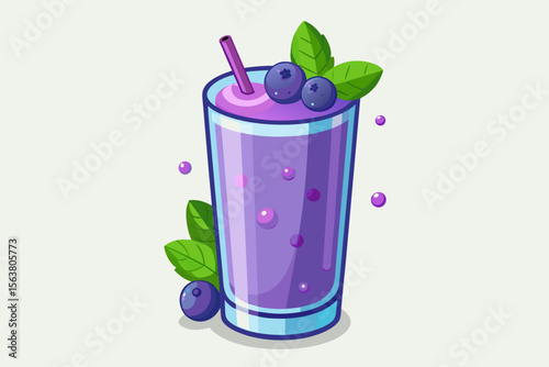 Delicious Purple Blueberry Smoothie in a Glass