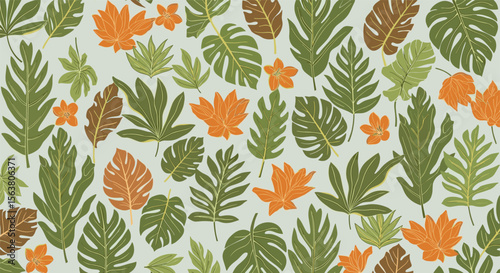 Vibrant Tropical Leaf Pattern Design Exotic Botanical Foliage Abstract Nature Art Garden Illustration