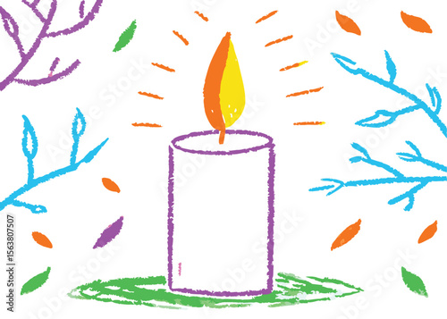 A vibrant Christmas candle burns brightly in a glass, a festive decoration illuminating the holiday celebration