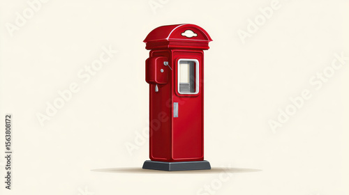 Wallpaper Mural Red vintage telephone booth stands isolated on light background, symbolizing communication and nostalgia in digital age Torontodigital.ca