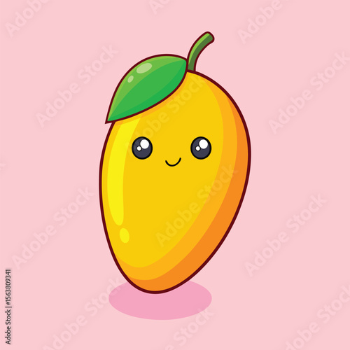 Funny mango fruit cartoon for kids and summer graphics