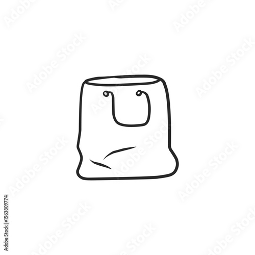 Simple Hand-Drawn Reusable Shopping Bag or Tote Bag, Promoting Eco-Friendly Lifestyle