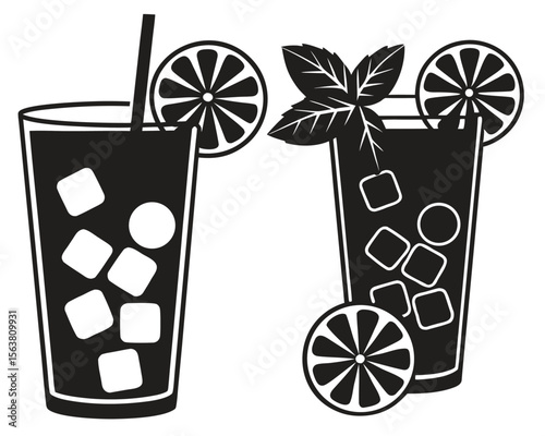 Refresh your summer designs with a vibrant illustration of a cold citrus drink, from a tropical lemonade to an iced champagne cocktail with lime, perfect for any party or bar beverage icon