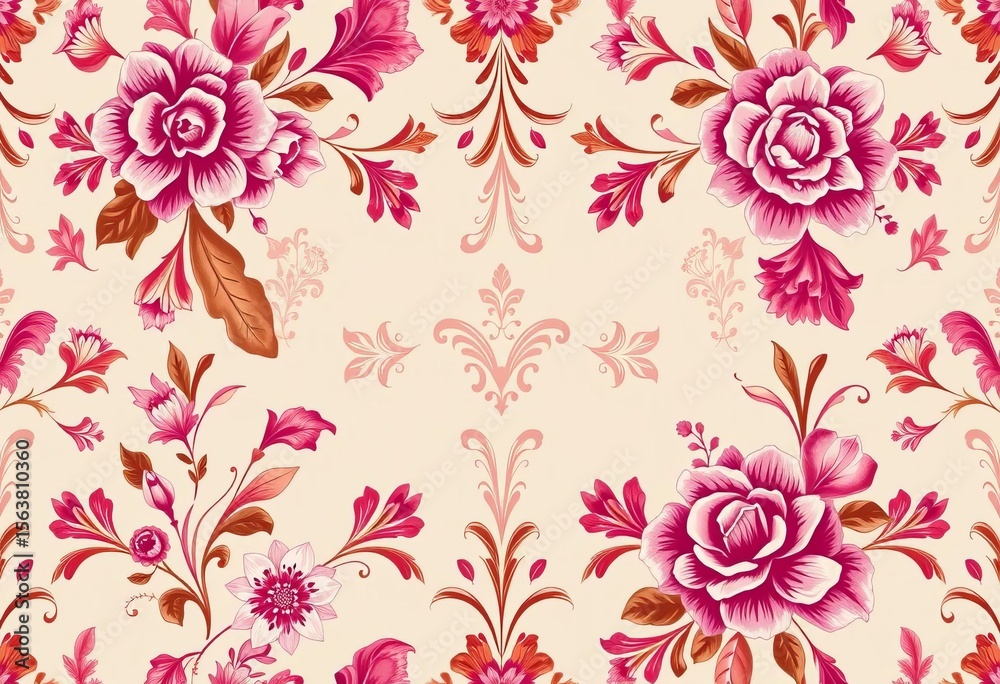 Obraz premium Elegant floral seamless pattern, ornate vintage texture for wedding invitations & gift wrap, invitation, texture