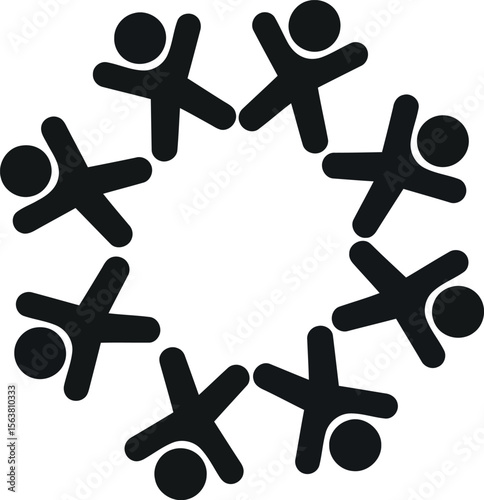 Circular human silhouette pattern: unity and community design