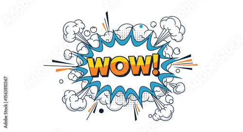 Explosion of Amazement and Astonishment Conveyed by a Dynamic Comic Book Style Speech Bubble Bursting with Excitement