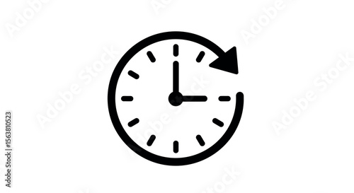 Simple outline clock icon with arrow indicating time progression