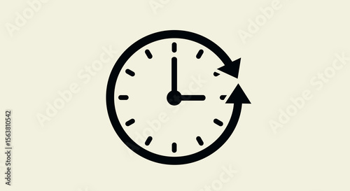 Minimalist clock symbol depicting time management and efficiency concept