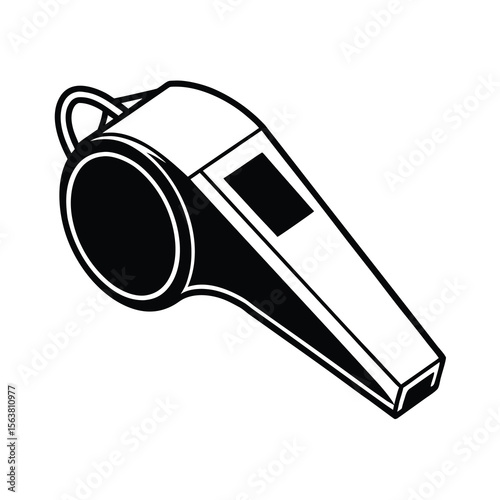 black and white referee whistle vector illustration