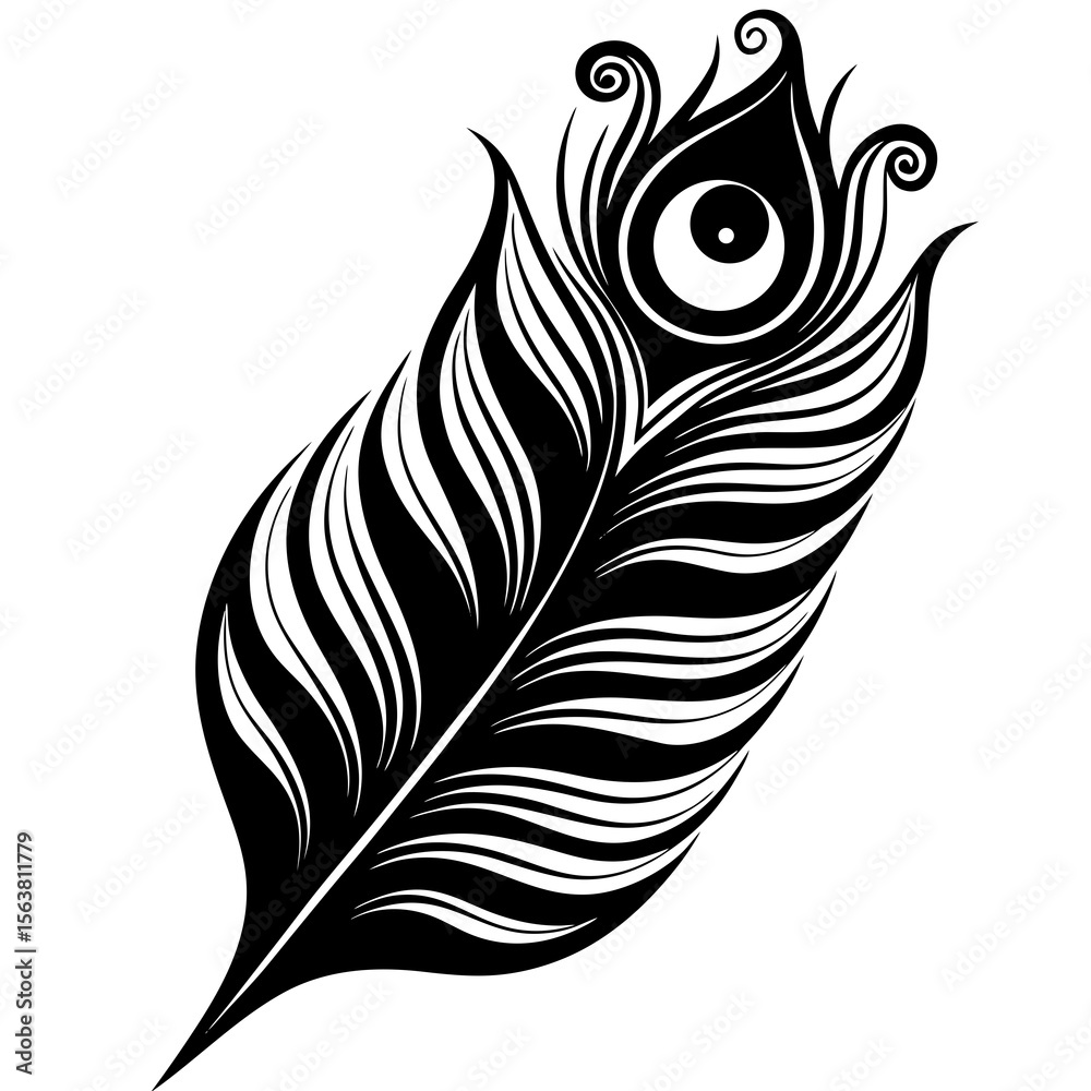 Obraz premium feather vector illustration shilhoutte on white background