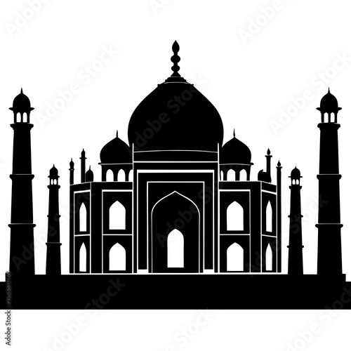 taj mahal vector illustration shilhoutte on white background