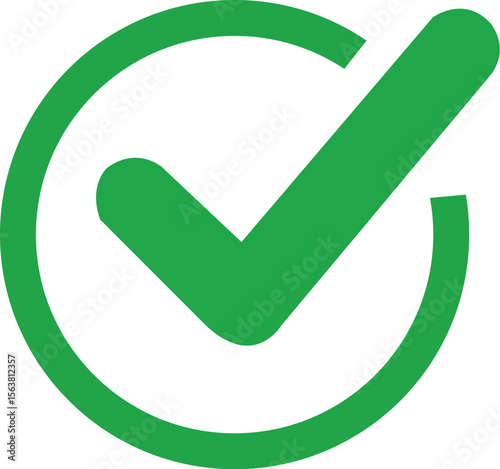 Green check mark button icon representing approval or correct choice in a 3D web illustration