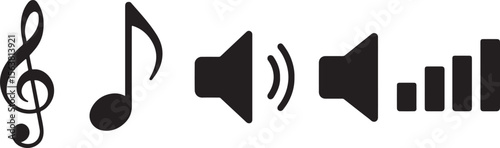 Wallpaper Mural Music notes vector illustration with an audio speaker and megaphone sound icon design Torontodigital.ca