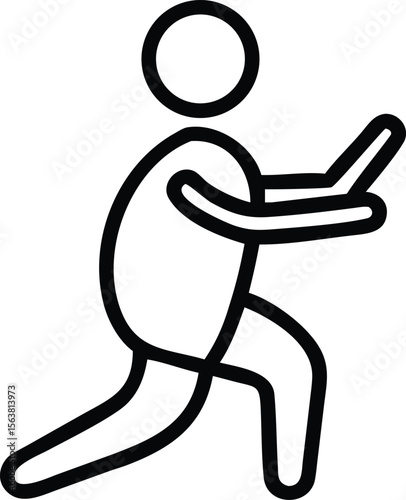 Simple Line Drawing of a Person in a Low Stance Pushing or Pulling human figure