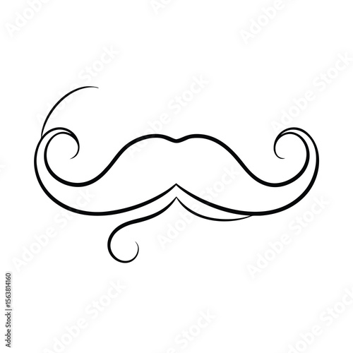 curled mustache line art graphic sketch