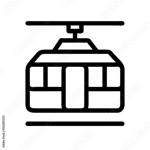 Simple black and white icon of a cable car cabin